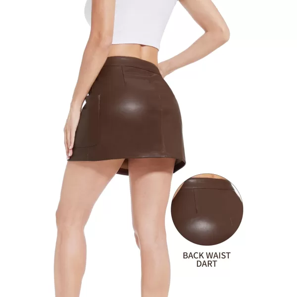 Fahsyee Womens Faux Leather Skirt Black High Waisted Stretchy Zipper Mini A Line Pencil Short Plus Size SXXLCoffeelctd