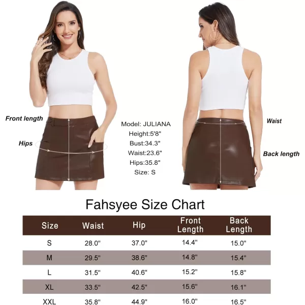 Fahsyee Womens Faux Leather Skirt Black High Waisted Stretchy Zipper Mini A Line Pencil Short Plus Size SXXLCoffeelctd