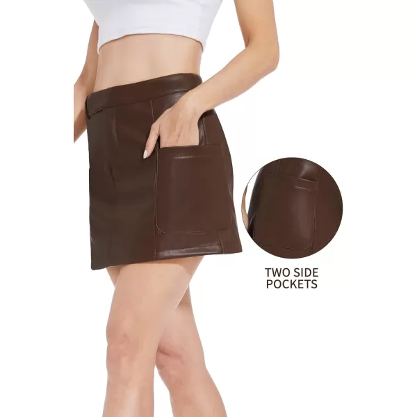 Fahsyee Womens Faux Leather Skirt Black High Waisted Stretchy Zipper Mini A Line Pencil Short Plus Size SXXLCoffeelctd