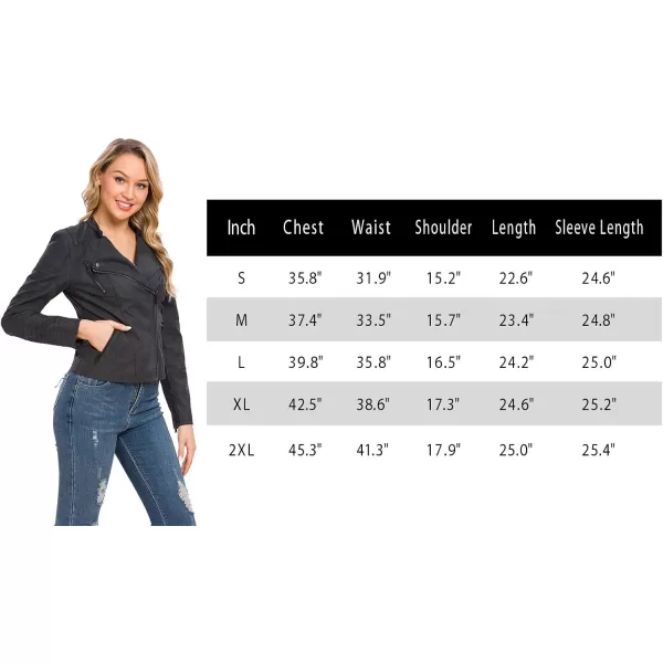 Fahsyee Zip Leather Jackets for Women Motorcycle Faux PU Moto Biker Outwear CoatMatte Black