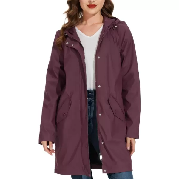 Fahsyee Raincoat Women Rain Jacket Waterproof Raincoat Hooded Windbreaker Outdoor Long ActiveDark Purplelw