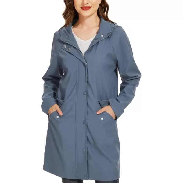 Fahsyee Raincoat Women Rain Jacket Waterproof Raincoat Hooded Windbreaker Outdoor Long ActiveLongbluelw