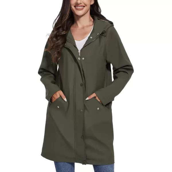 Fahsyee Raincoat Women Rain Jacket Waterproof Raincoat Hooded Windbreaker Outdoor Long ActiveLonggreenlw