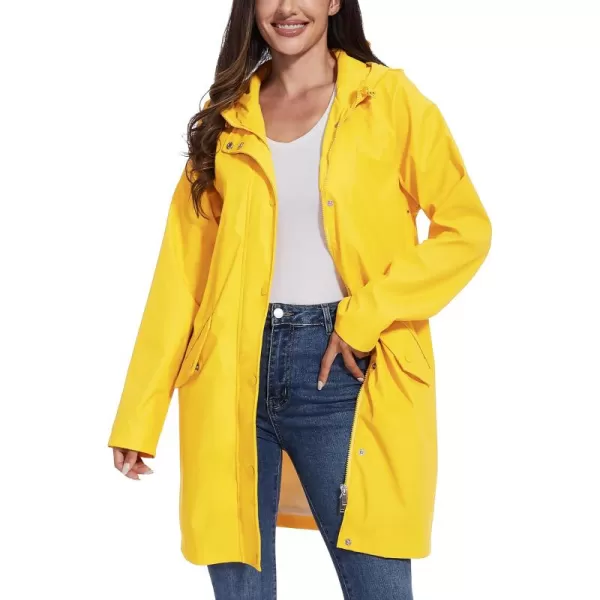 Fahsyee Raincoat Women Rain Jacket Waterproof Raincoat Hooded Windbreaker Outdoor Long ActiveLongyellowlw