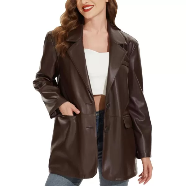 Fahsyee Womens Faux Leather Blazer Jackets Women Black Motorcycle Vintage Moto Biker Coat Vegan Pleather Fashion SXXLCoffeevm