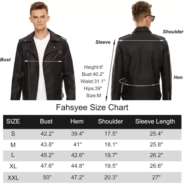 Fahsyee Leather Jackets for Men Faux Bomber Jacket Men Motorcycle Lapel Asymmetric ZipUp Blet Slim Fit Biker CoatBlack02