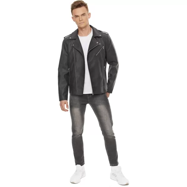 Fahsyee Leather Jackets for Men Faux Bomber Jacket Men Motorcycle Lapel Asymmetric ZipUp Blet Slim Fit Biker CoatBlack02