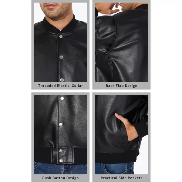 Fahsyee Leather Jackets for Men Faux Bomber Jacket Men Motorcycle Lapel Asymmetric ZipUp Blet Slim Fit Biker CoatBlack05