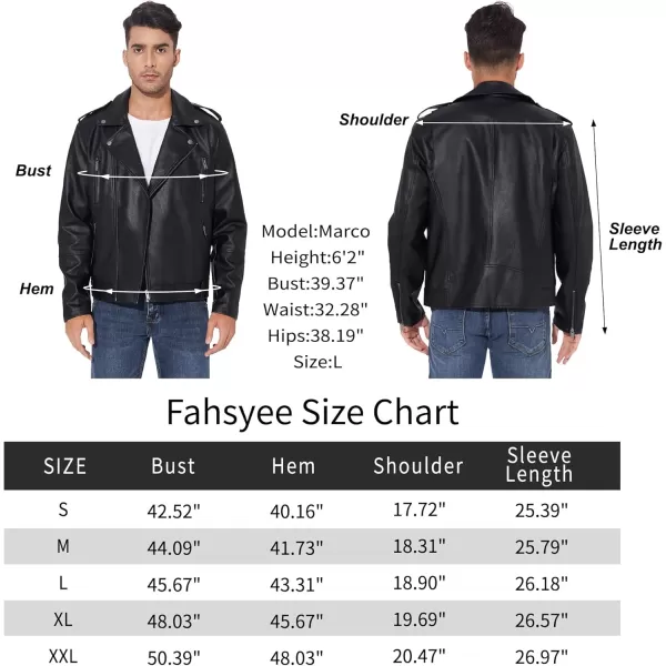 Fahsyee Faux Leather Jacket Men  Black Bomber Jackets Motorcycle Stand Collar Lightweight ZipUp Slim Fit Biker CoatBlack03