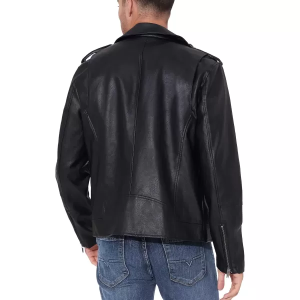 Fahsyee Faux Leather Jacket Men  Black Bomber Jackets Motorcycle Stand Collar Lightweight ZipUp Slim Fit Biker CoatBlack03