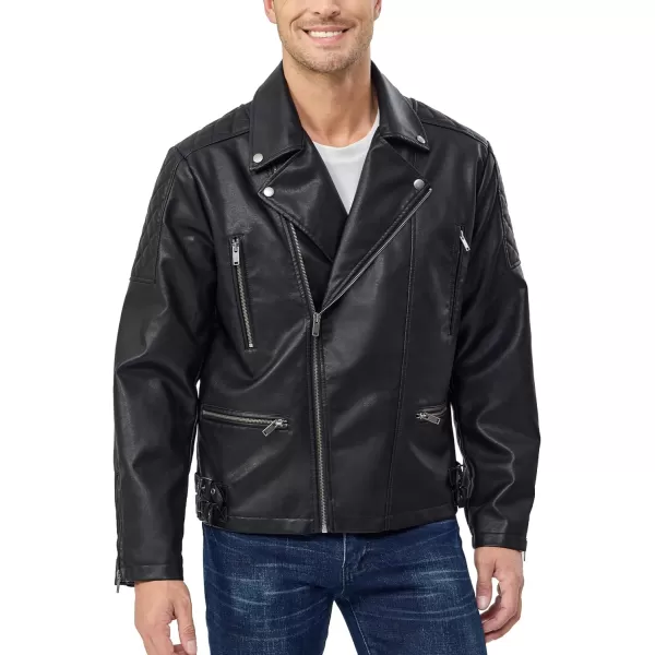 Fahsyee Faux Leather Jacket Men  Black Bomber Jackets Motorcycle Stand Collar Lightweight ZipUp Slim Fit Biker CoatBlack06