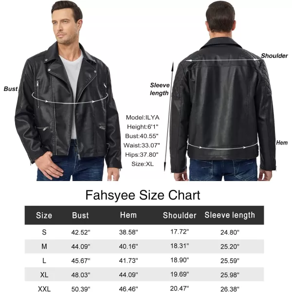 Fahsyee Faux Leather Jacket Men  Black Bomber Jackets Motorcycle Stand Collar Lightweight ZipUp Slim Fit Biker CoatBlack06