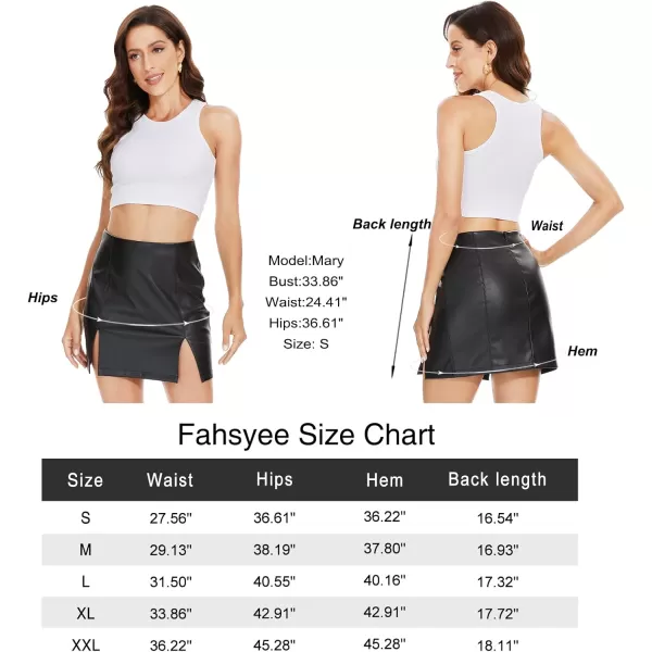 Fahsyee Leather Skirt Women Faux Mini Elastic High Waist Plus Size Pencil Aline Bodycon Vegan Stretch Elegant Skirts SXXLBlackd