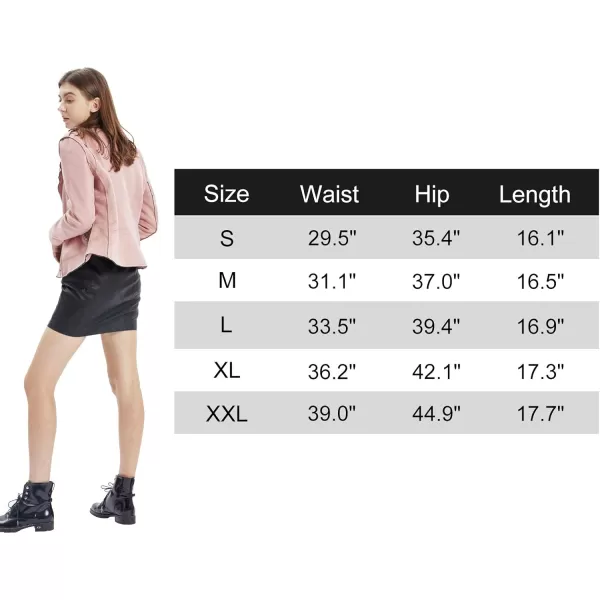 Fahsyee Womens Leather Skirt Bodycon Faux Mini High Waist Casual Zip PU Slim Pencil Plus SizeBlack