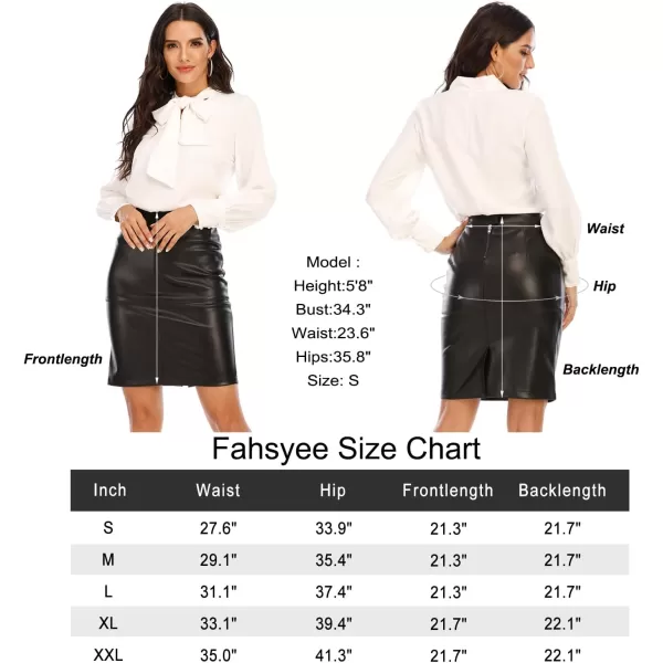 Fahsyee Womens Leather Skirt Bodycon Faux Mini High Waist Casual Zip PU Slim Pencil Plus SizeBlack01