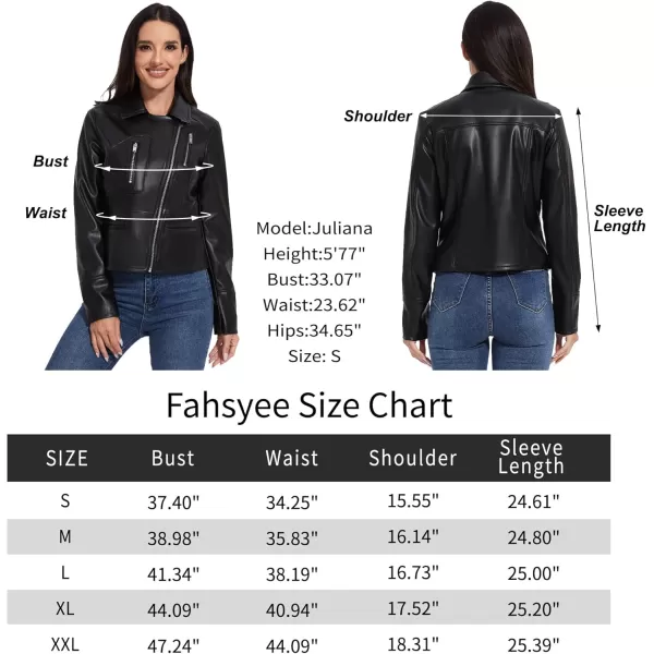 Fahsyee Faux Leather Jacket Women  Black Motorcycle Short Coat Moto Biker Blazer Casual Pleather Jackets Fashion SXXLJet Black
