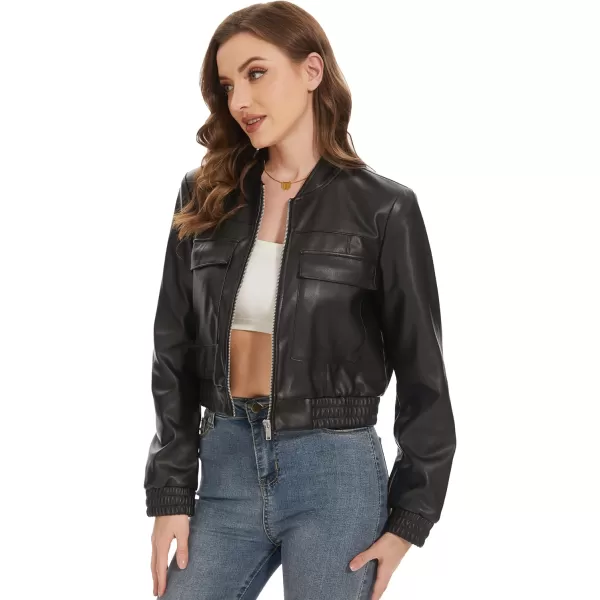 Fahsyee Faux Leather Jacket Women  Black Motorcycle Short Coat Moto Biker Blazer Casual Pleather Jackets Fashion SXXLRaven