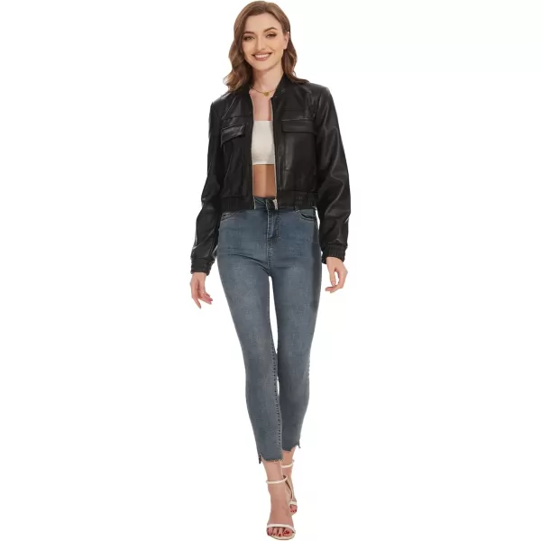 Fahsyee Faux Leather Jacket Women  Black Motorcycle Short Coat Moto Biker Blazer Casual Pleather Jackets Fashion SXXLRaven