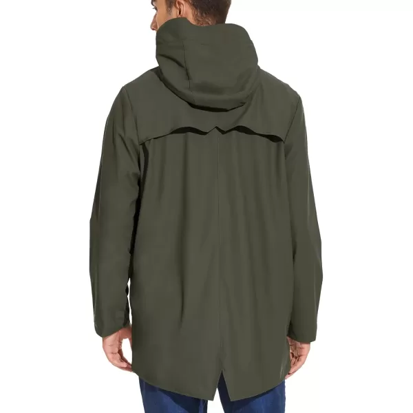 Fahsyee Rain Jacket Men Waterproof  Mens Raincoat Lightweight Rain Coat With Hood Long Breathable Windbreaker TrenchArmy Green01