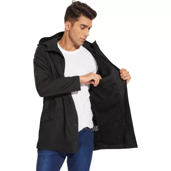 Fahsyee Rain Jacket Men Waterproof  Mens Raincoat Lightweight Rain Coat With Hood Long Breathable Windbreaker TrenchBlack01