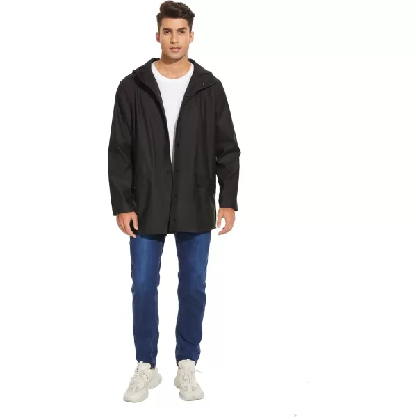 Fahsyee Rain Jacket Men Waterproof  Mens Raincoat Lightweight Rain Coat With Hood Long Breathable Windbreaker TrenchBlack01