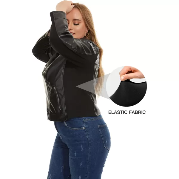 Fahsyee Womens Faux Leather Jackets Zip Up Motorcycle Short PU Moto Biker Outwear Fitted Slim CoatBlack