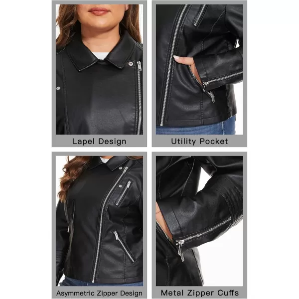 Fahsyee Womens Faux Leather Jackets Zip Up Motorcycle Short PU Moto Biker Outwear Fitted Slim CoatClassic Black