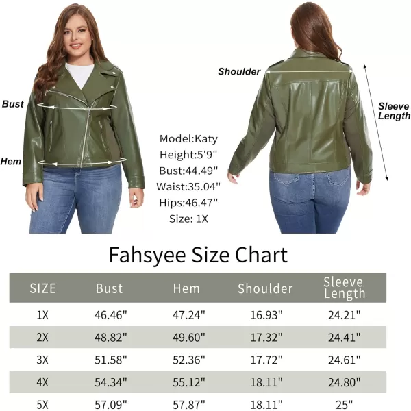 Fahsyee Womens Faux Leather Jackets Zip Up Motorcycle Short PU Moto Biker Outwear Fitted Slim CoatGreen