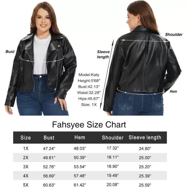 Fahsyee Womens Faux Leather Jackets Zip Up Motorcycle Short PU Moto Biker Outwear Fitted Slim CoatJet Black