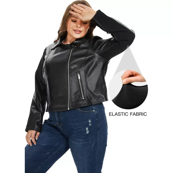 Fahsyee Womens Faux Leather Jackets Zip Up Motorcycle Short PU Moto Biker Outwear Fitted Slim CoatJet Black