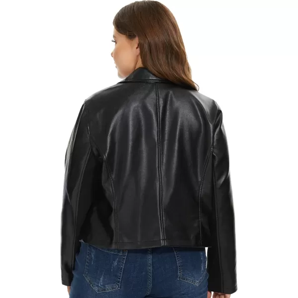Fahsyee Womens Faux Leather Jackets Zip Up Motorcycle Short PU Moto Biker Outwear Fitted Slim CoatJet Black