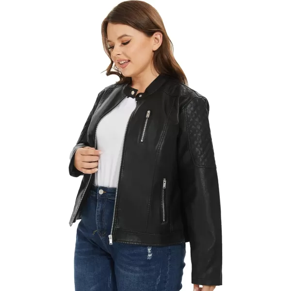 Fahsyee Womens Faux Leather Jackets Zip Up Motorcycle Short PU Moto Biker Outwear Fitted Slim CoatRaven