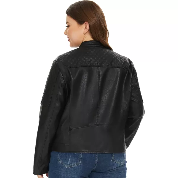 Fahsyee Womens Faux Leather Jackets Zip Up Motorcycle Short PU Moto Biker Outwear Fitted Slim CoatRaven