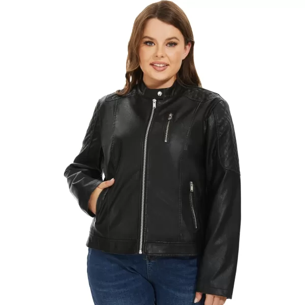 Fahsyee Womens Faux Leather Jackets Zip Up Motorcycle Short PU Moto Biker Outwear Fitted Slim CoatRaven