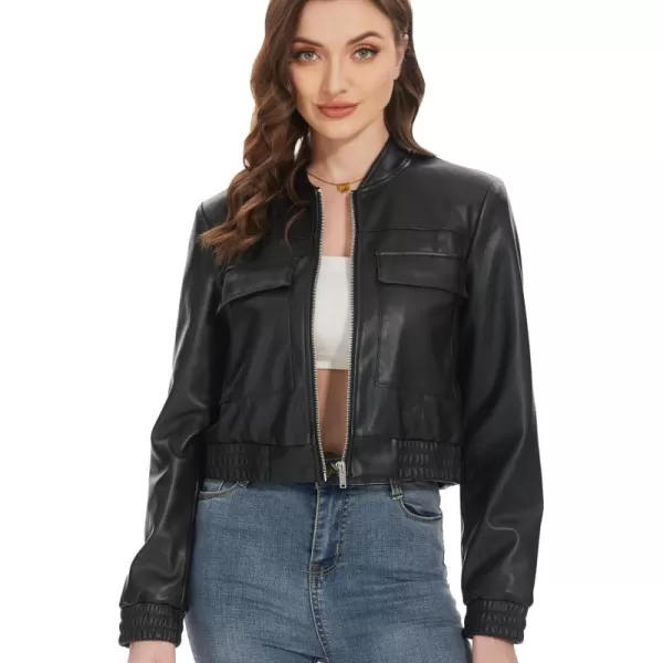 Fahsyee Faux Leather Jacket Women  Black Motorcycle Short Coat Moto Biker Blazer Casual Pleather Jackets Fashion SXXLRaven