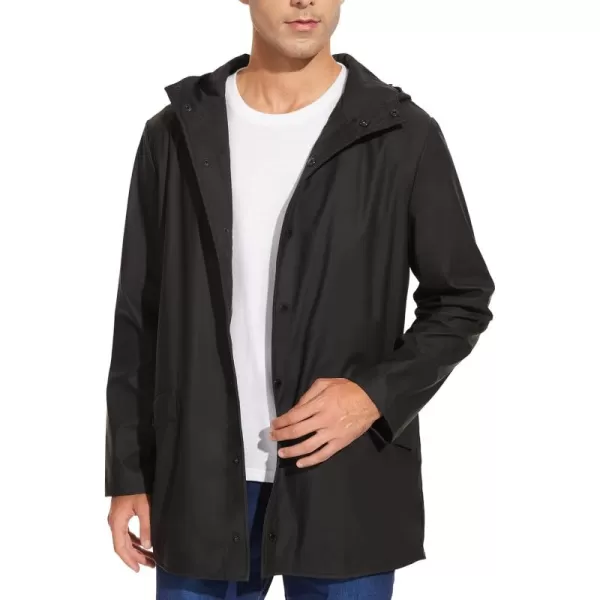 Fahsyee Rain Jacket Men Waterproof  Mens Raincoat Lightweight Rain Coat With Hood Long Breathable Windbreaker TrenchBlack01