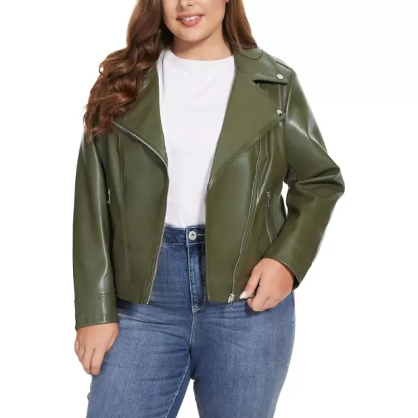 Fahsyee Womens Faux Leather Jackets Zip Up Motorcycle Short PU Moto Biker Outwear Fitted Slim CoatGreen