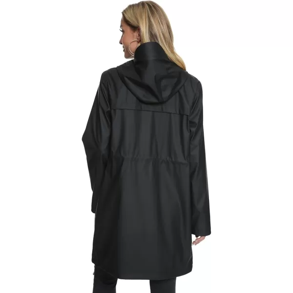 Fahsyee Raincoat Women Rain Jacket Waterproof Raincoat Hooded Windbreaker Outdoor Long ActiveBlack01