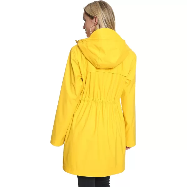 Fahsyee Raincoat Women Rain Jacket Waterproof Raincoat Hooded Windbreaker Outdoor Long ActiveYellow