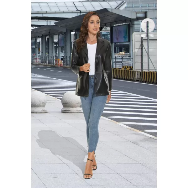 imageFahsyee Womens Faux Leather Blazer Jackets Motorcycle Oversized Moto Biker Coat Vegan Pleather FashionBlack