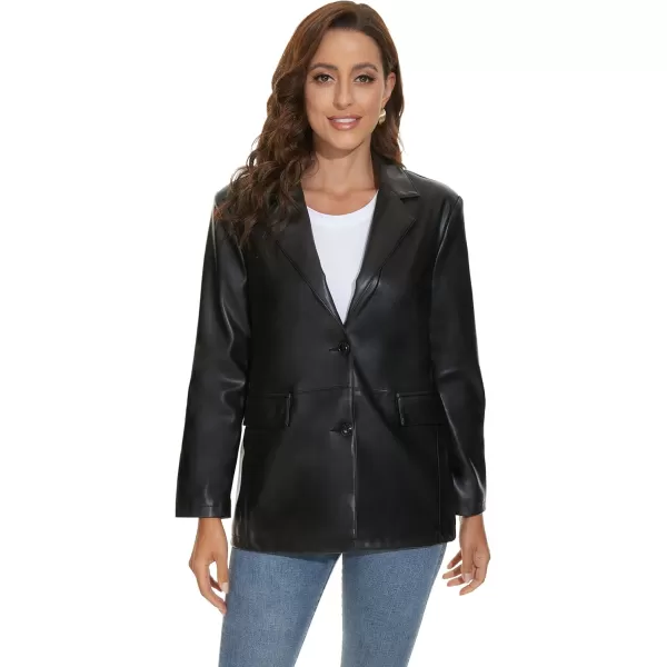 imageFahsyee Womens Faux Leather Blazer Jackets Motorcycle Oversized Moto Biker Coat Vegan Pleather FashionBlack