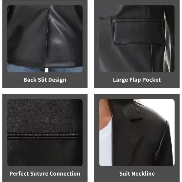 imageFahsyee Womens Faux Leather Blazer Jackets Motorcycle Oversized Moto Biker Coat Vegan Pleather FashionBlack