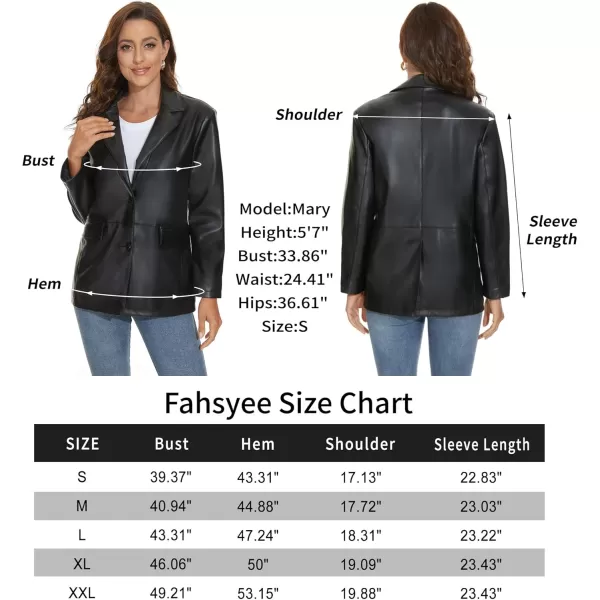 imageFahsyee Womens Faux Leather Blazer Jackets Motorcycle Oversized Moto Biker Coat Vegan Pleather FashionBlack