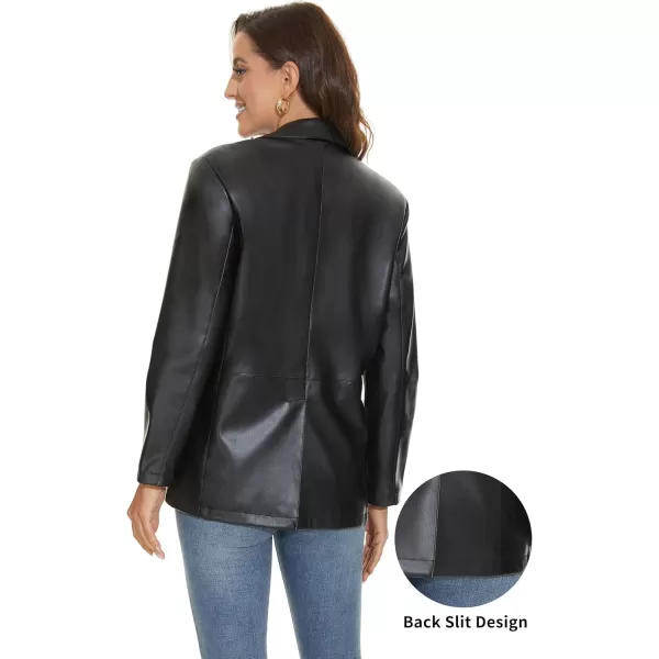 imageFahsyee Womens Faux Leather Blazer Jackets Motorcycle Oversized Moto Biker Coat Vegan Pleather FashionBlack