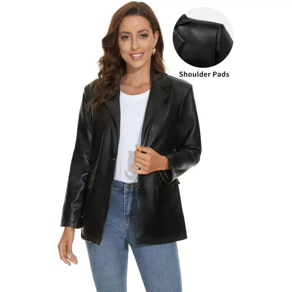 imageFahsyee Womens Faux Leather Blazer Jackets Motorcycle Oversized Moto Biker Coat Vegan Pleather FashionBlack