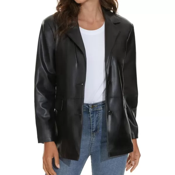 imageFahsyee Womens Faux Leather Blazer Jackets Motorcycle Oversized Moto Biker Coat Vegan Pleather FashionBlack