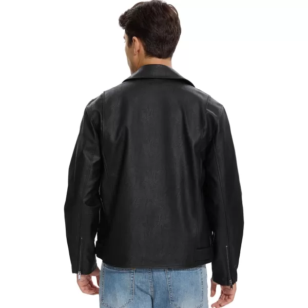 imageFahsyee Black Leather Jacket Men  Motorcycle Faux Leather Bomber Jackets Lightweight Casual Vintage Slim Fit Riding CoatBlackhy