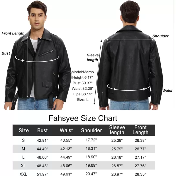 imageFahsyee Black Leather Jacket Men  Motorcycle Faux Leather Bomber Jackets Lightweight Casual Vintage Slim Fit Riding CoatBlackhy