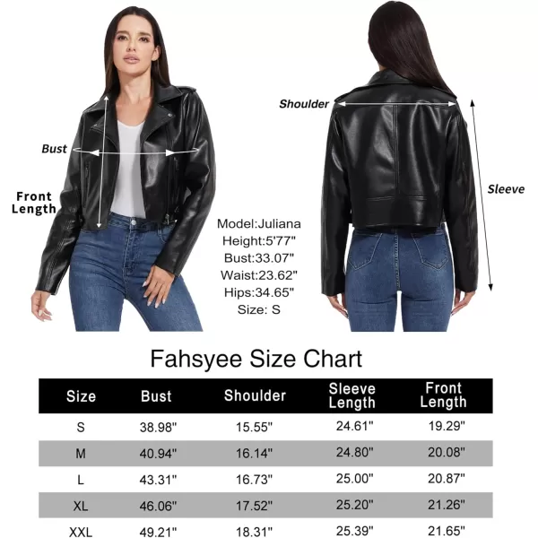 imageFahsyee Faux Leather Jacket Women  Cropped Motorcycle Biker Casual Blazer SXXLBlack