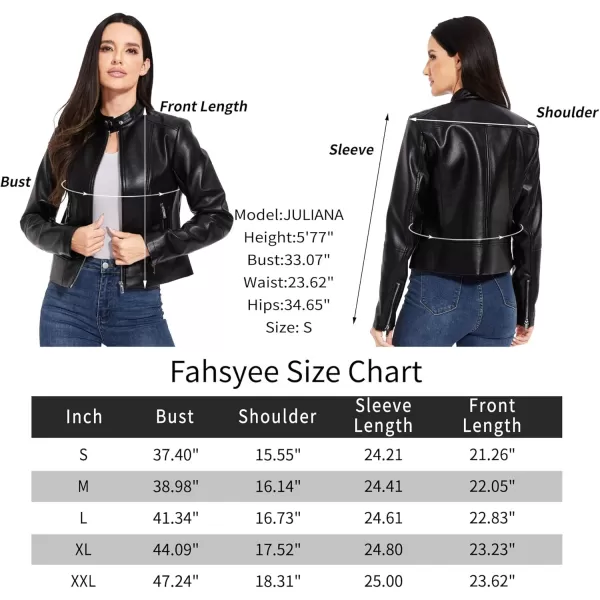 imageFahsyee Faux Leather Jacket Women  Cropped Motorcycle Biker Casual Blazer SXXLJet Black